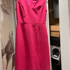 Pink Tartan Vibrant Pink Midi Dress